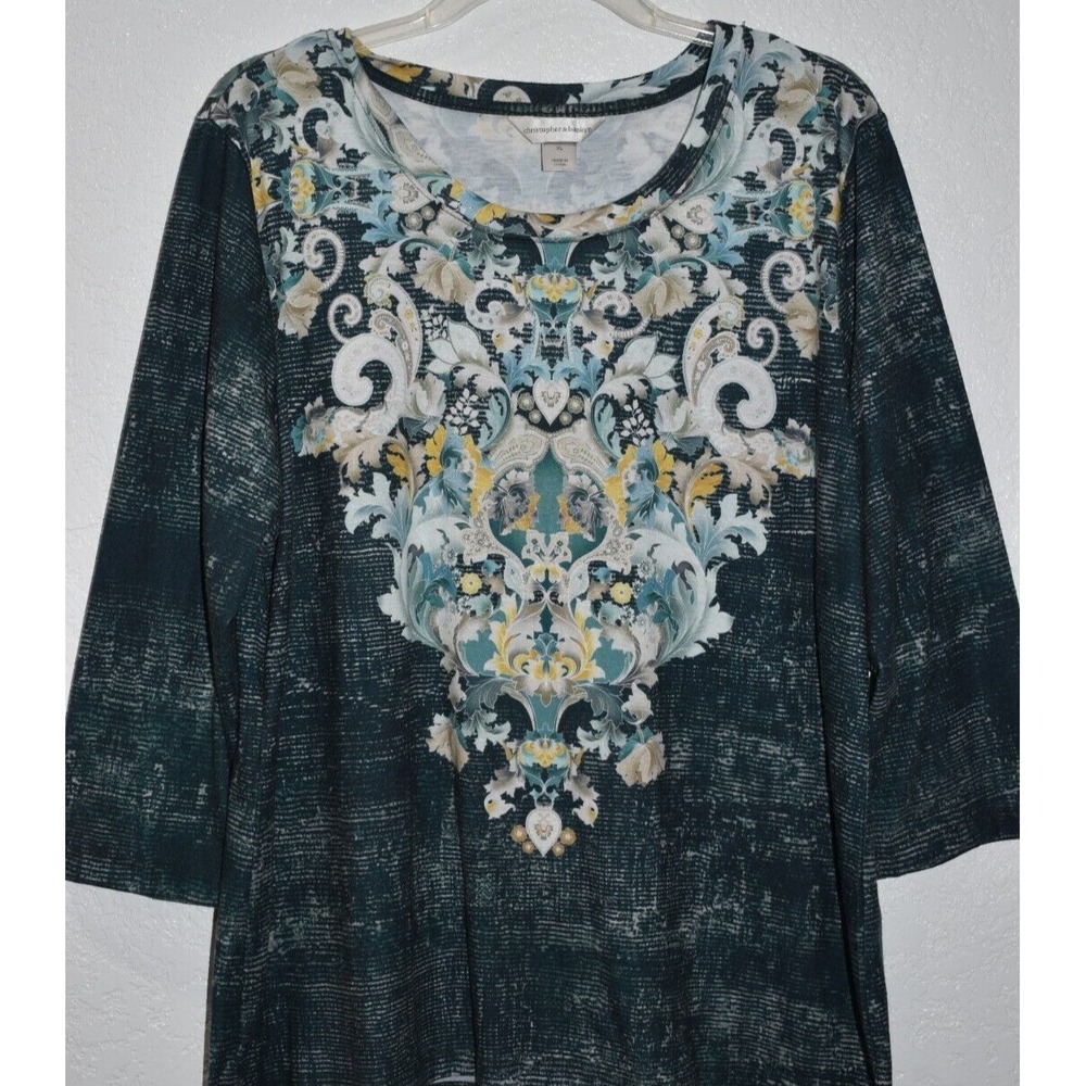 CHRISTOPHER BANKS Stretch XL Top Shirt Mulitcolor Lightweight 3/4 Slv Pullover